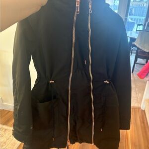 Thyme Maternity Black Utility Jacket with Gold Zippers